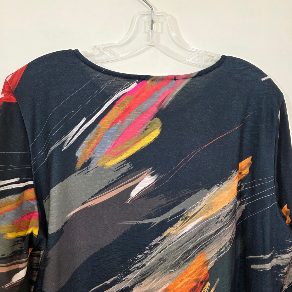 Jess & Jane Womens Top Abstract Brushstroke colorful Print Long Sleeve Large - Picture 8 of 9